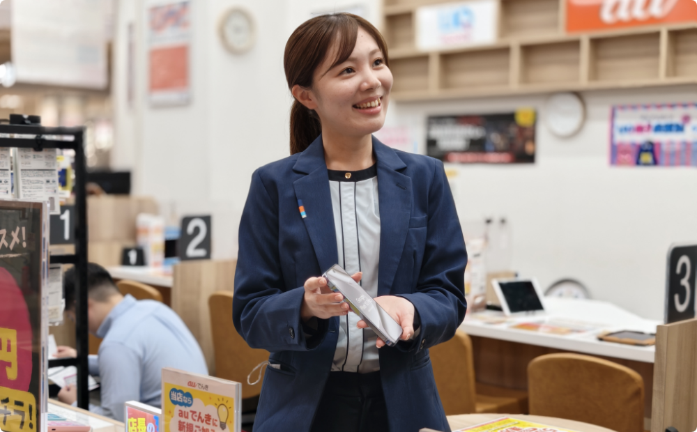 お客様と話をしている様子